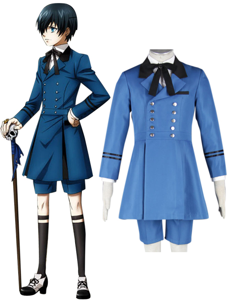 Black Butler Kuroshitsuji Ciel Phantomhive Blue Boy Lolita Suit Cosplay Costume